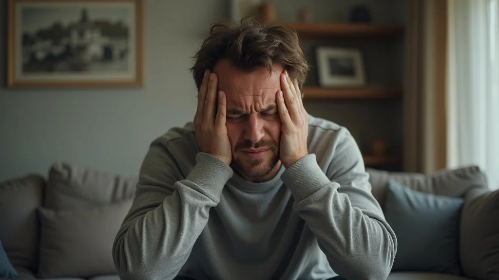 Worried worker experiencing subtle head injury compensation symptoms such as headaches and memory loss