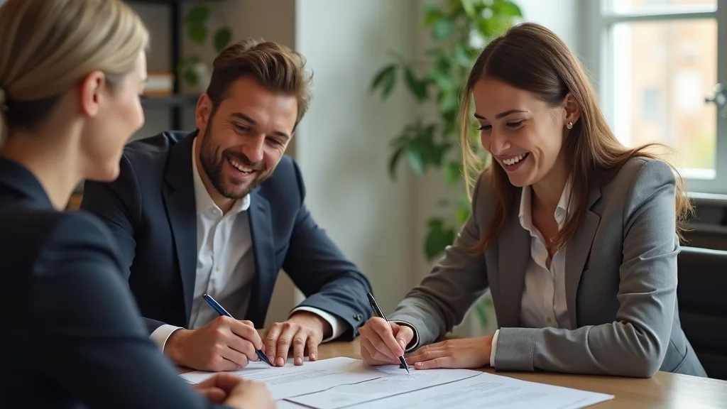 Empowered injured worker signing legal documents for head injury compensation with attorney in Northern California office