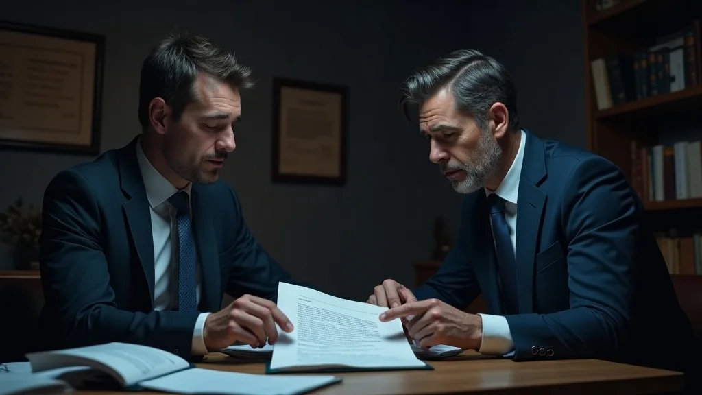 Lawyer explaining a denied California workers compensation claim to a concerned injured worker in an office