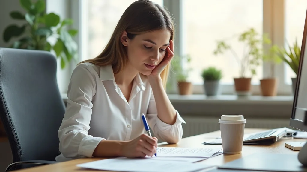 Worker filing an incident report for a California workers compensation claim while continuing office work