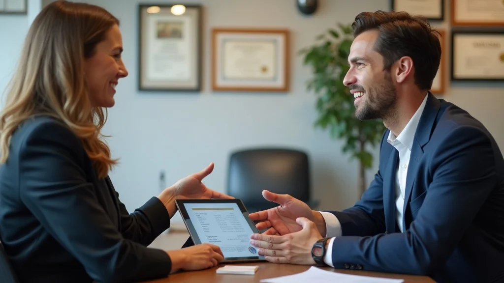 Attorney advising client on strong California workers compensation claim strategy in office setting
